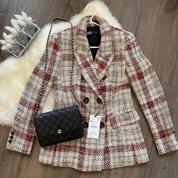 NWT GORGEOUS ZARA DOUBLE BREASTED BLAZER XS - Picture 1 of 7